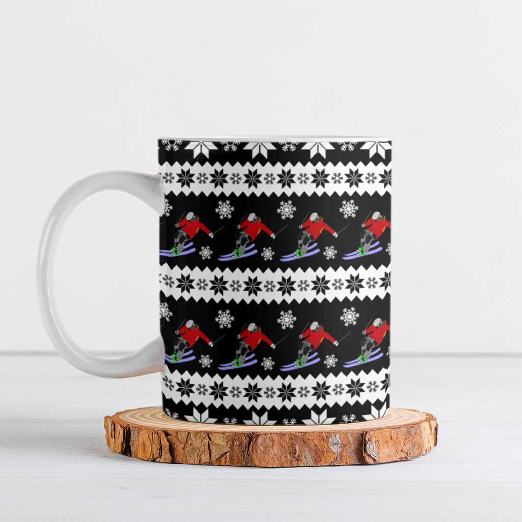 Skiing Snowflake Christmas Ceramic Mug Xmas Holiday Patterns - Wonder Print Shop