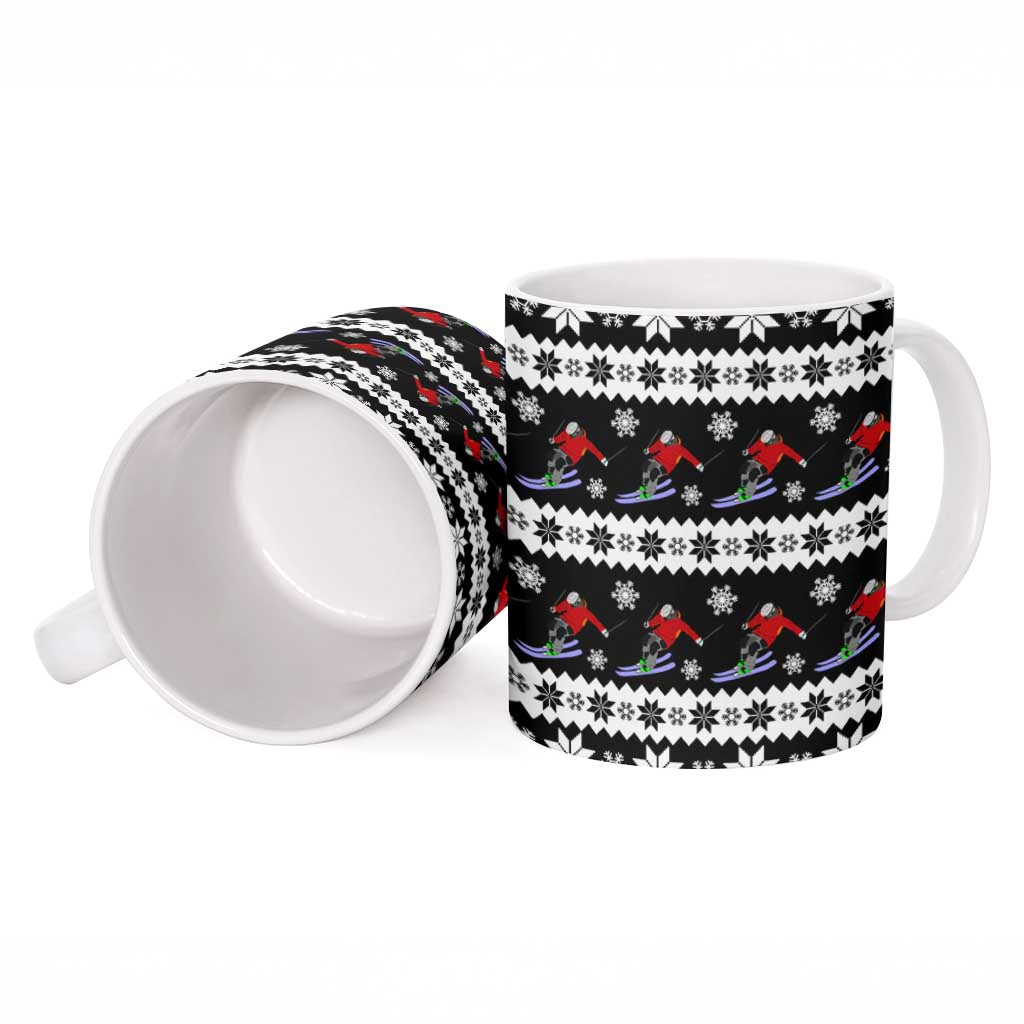 Skiing Snowflake Christmas Ceramic Mug Xmas Holiday Patterns - Wonder Print Shop