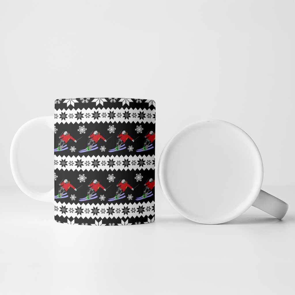 Skiing Snowflake Christmas Ceramic Mug Xmas Holiday Patterns - Wonder Print Shop