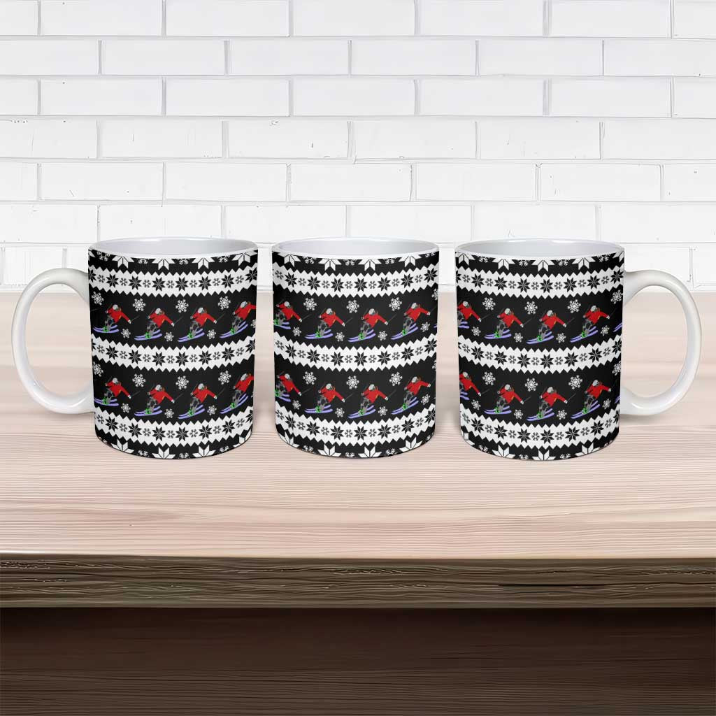 Skiing Snowflake Christmas Ceramic Mug Xmas Holiday Patterns - Wonder Print Shop