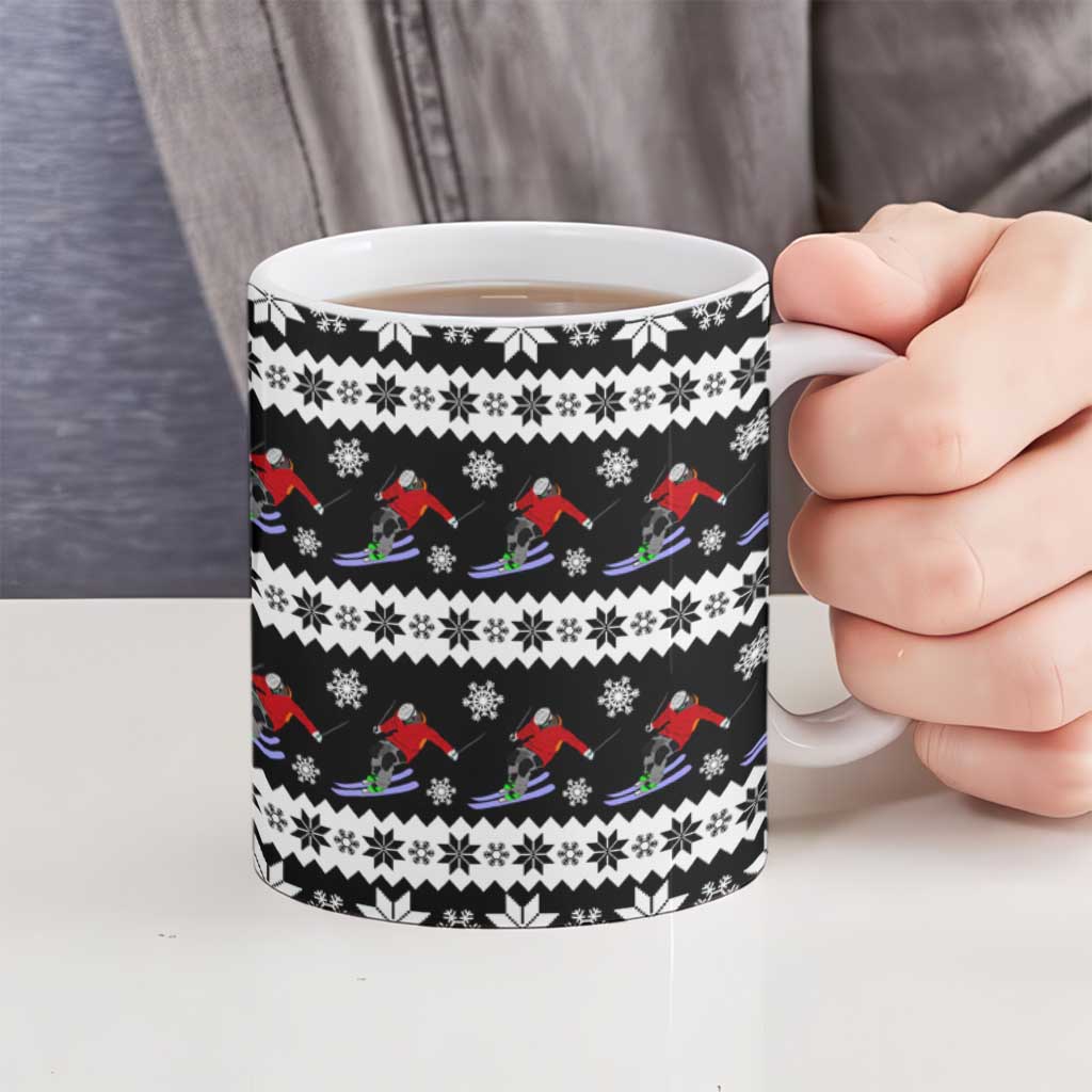 Skiing Snowflake Christmas Ceramic Mug Xmas Holiday Patterns - Wonder Print Shop