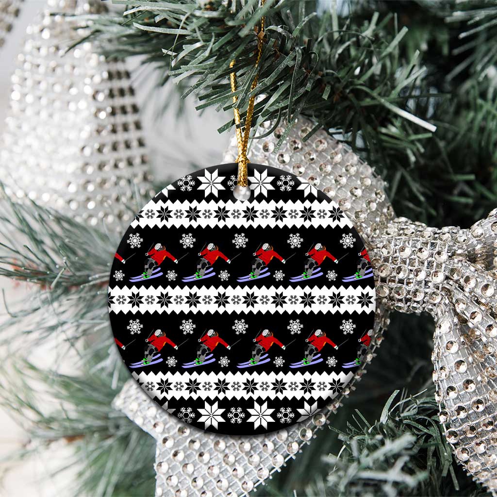 Skiing Snowflake Christmas Ceramic Ornament Xmas Holiday Patterns - Wonder Print Shop