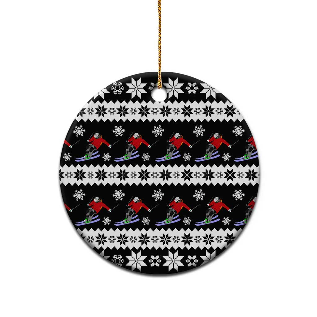 Skiing Snowflake Christmas Ceramic Ornament Xmas Holiday Patterns - Wonder Print Shop