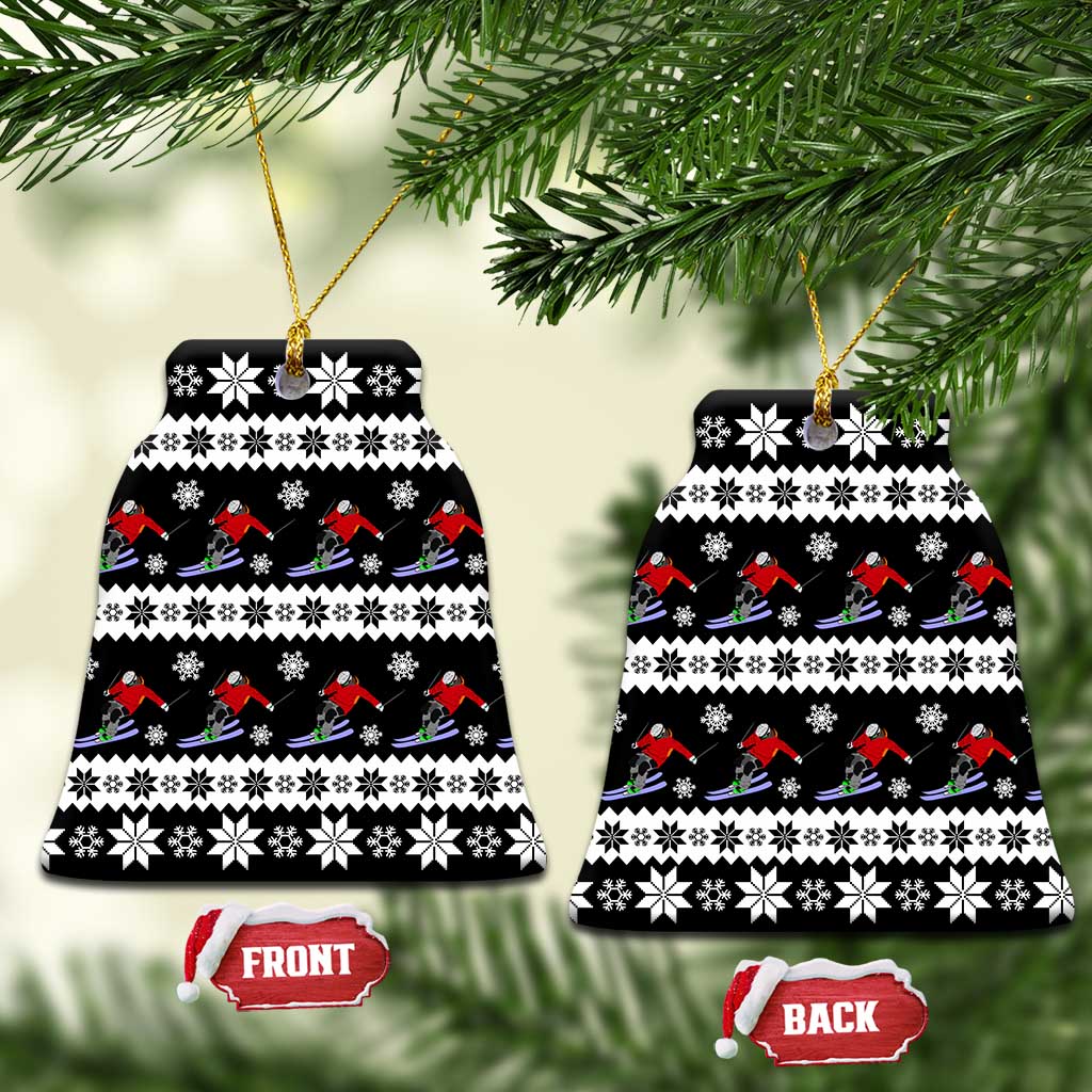 Skiing Snowflake Christmas Ceramic Ornament Xmas Holiday Patterns - Wonder Print Shop
