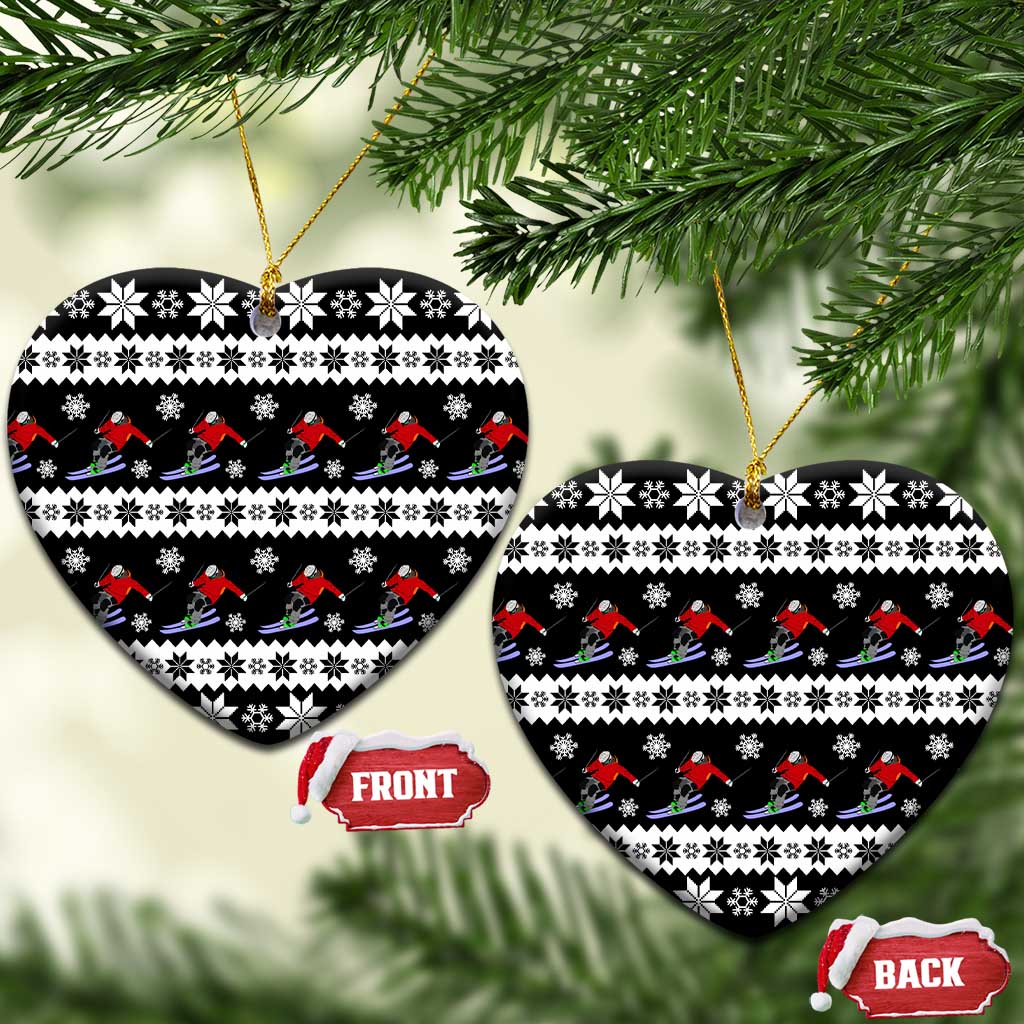 Skiing Snowflake Christmas Ceramic Ornament Xmas Holiday Patterns - Wonder Print Shop