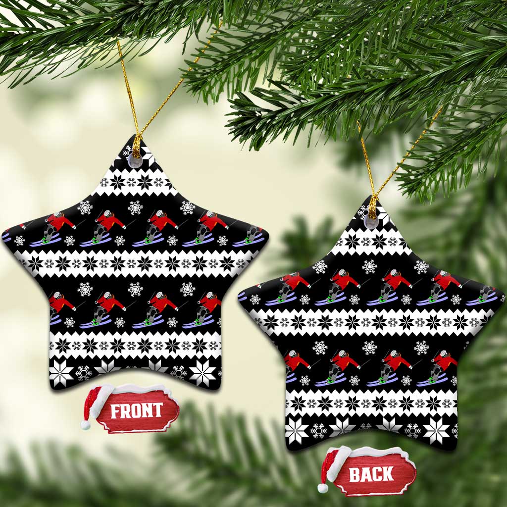 Skiing Snowflake Christmas Ceramic Ornament Xmas Holiday Patterns - Wonder Print Shop