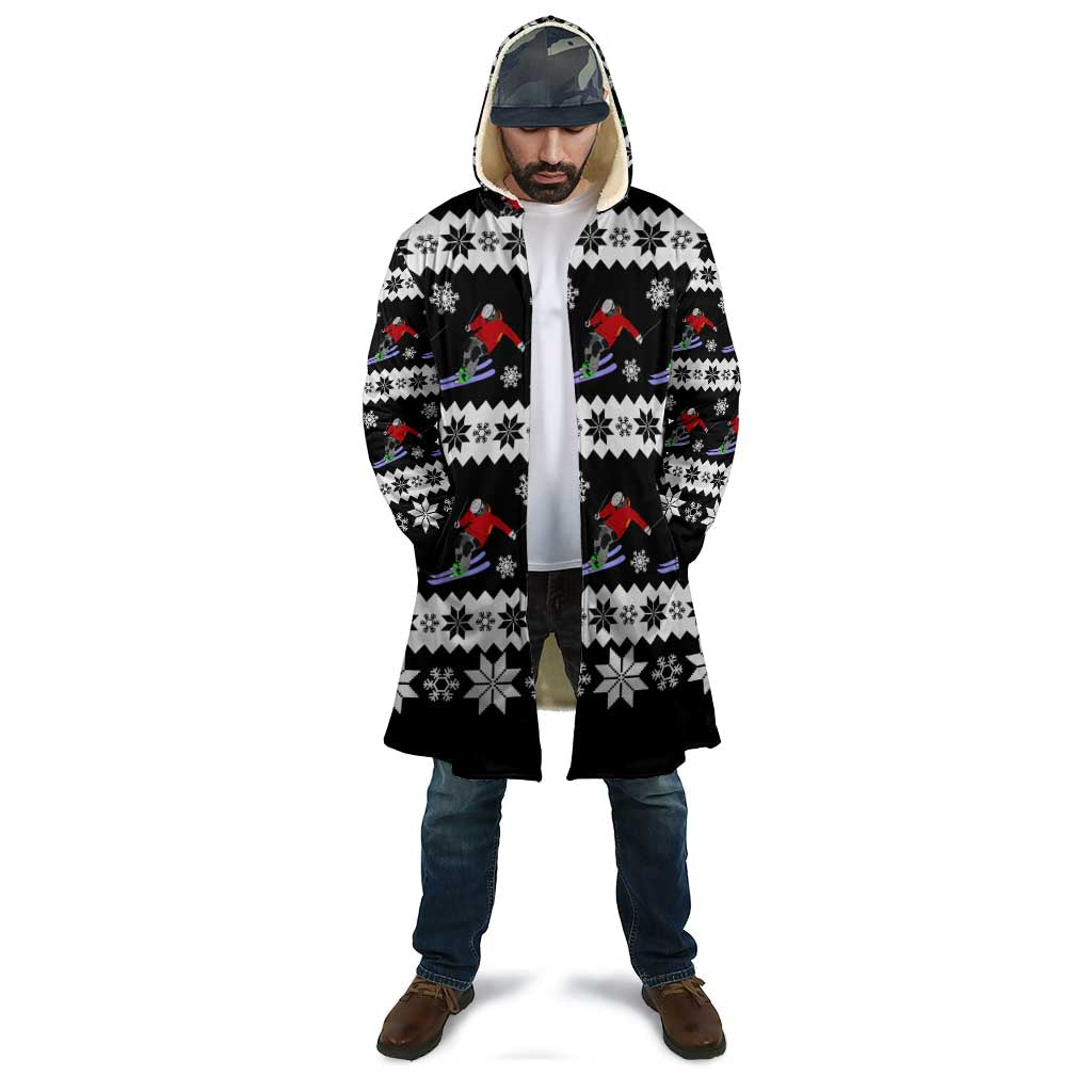 Skiing Snowflake Christmas Cloak Xmas Holiday Patterns - Wonder Print Shop