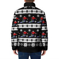 Skiing Snowflake Christmas Padded Jacket Xmas Holiday Patterns - Wonder Print Shop