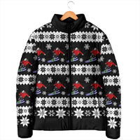 Skiing Snowflake Christmas Padded Jacket Xmas Holiday Patterns - Wonder Print Shop