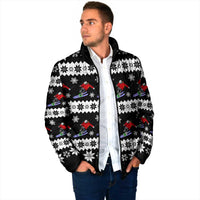 Skiing Snowflake Christmas Padded Jacket Xmas Holiday Patterns - Wonder Print Shop