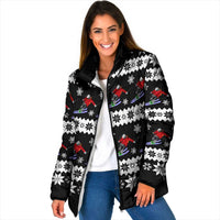 Skiing Snowflake Christmas Padded Jacket Xmas Holiday Patterns - Wonder Print Shop