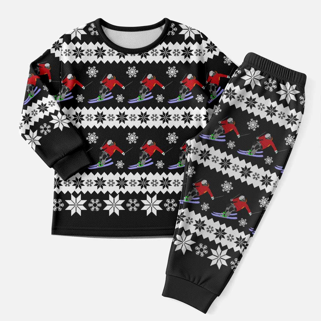 Skiing Snowflake Christmas Pajama Set Xmas Holiday Patterns - Wonder Print Shop