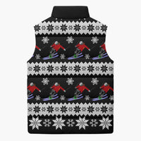 Skiing Snowflake Christmas Sleeveless Puffer Jacket Xmas Holiday Patterns - Wonder Print Shop