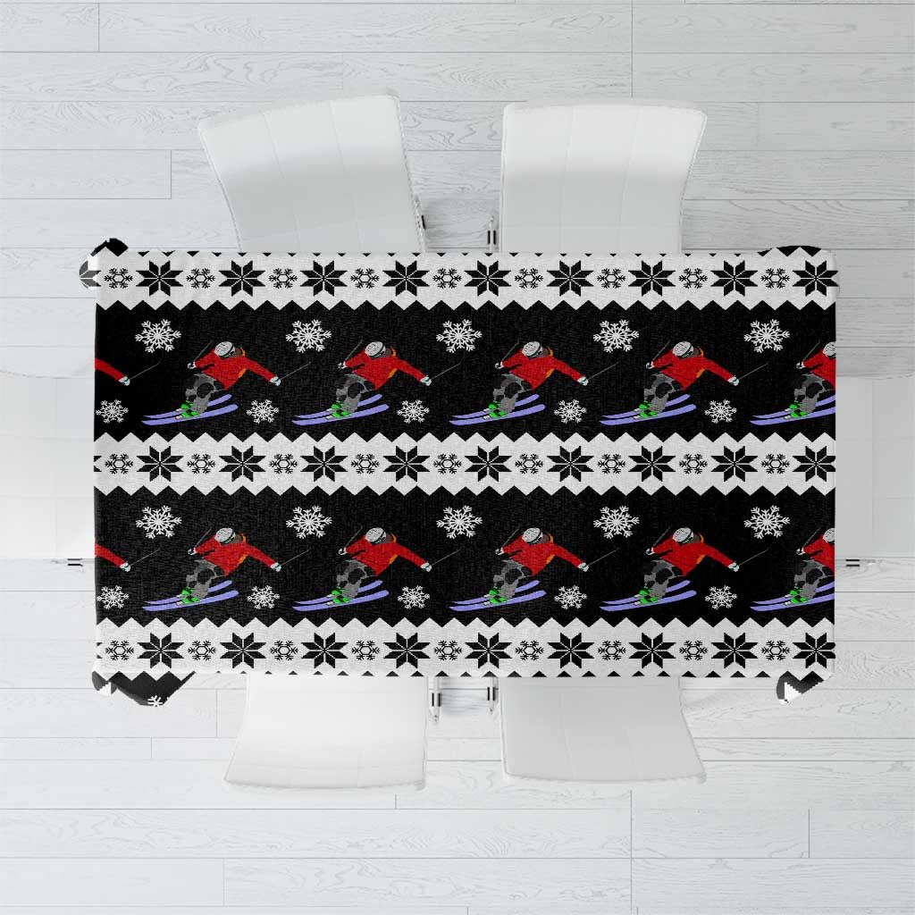 Skiing Snowflake Christmas Tablecloth Xmas Holiday Patterns - Wonder Print Shop