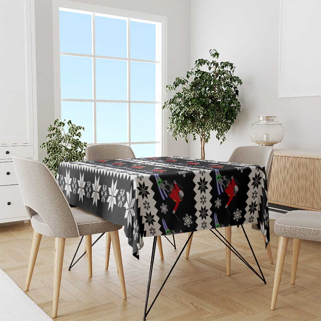 Skiing Snowflake Christmas Tablecloth Xmas Holiday Patterns - Wonder Print Shop