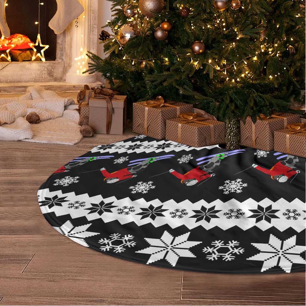 Skiing Snowflake Christmas Tree Skirt Xmas Holiday Patterns - Wonder Print Shop