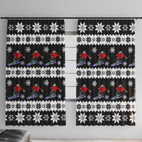 Skiing Snowflake Christmas Window Curtain Xmas Holiday Patterns - Wonder Print Shop