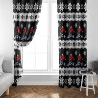 Skiing Snowflake Christmas Window Curtain Xmas Holiday Patterns - Wonder Print Shop