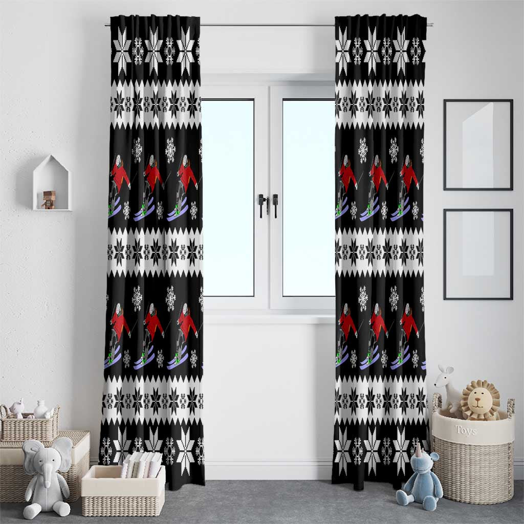 Skiing Snowflake Christmas Window Curtain Xmas Holiday Patterns - Wonder Print Shop