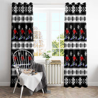 Skiing Snowflake Christmas Window Curtain Xmas Holiday Patterns - Wonder Print Shop
