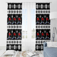 Skiing Snowflake Christmas Window Curtain Xmas Holiday Patterns - Wonder Print Shop