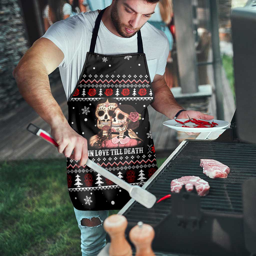 Skull Couple Christmas Apron Xmas Holiday Patterns - Wonder Print Shop