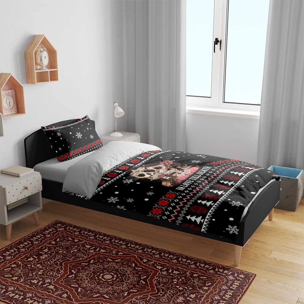 Skull Couple Christmas Bedding Set Xmas Holiday Patterns - Wonder Print Shop