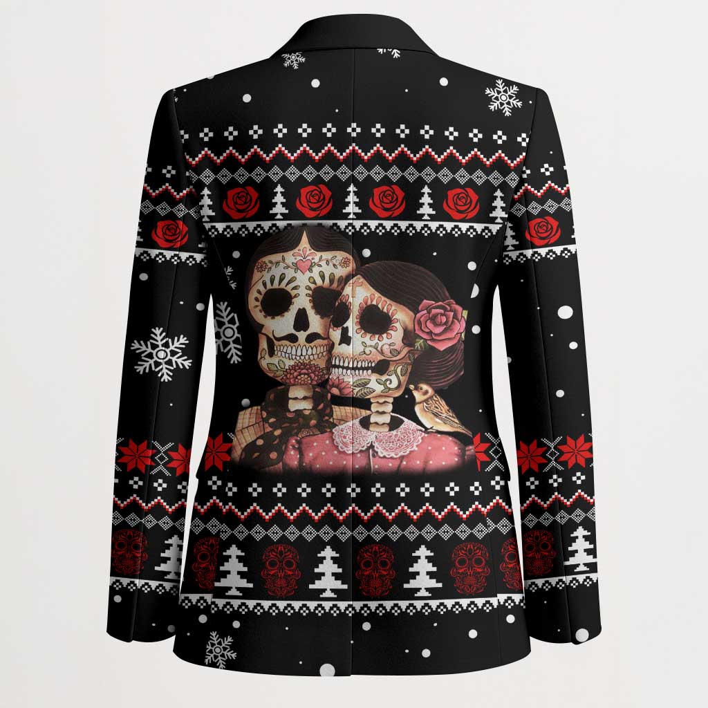 Skull Couple Christmas Blazer Xmas Holiday Patterns - Wonder Print Shop