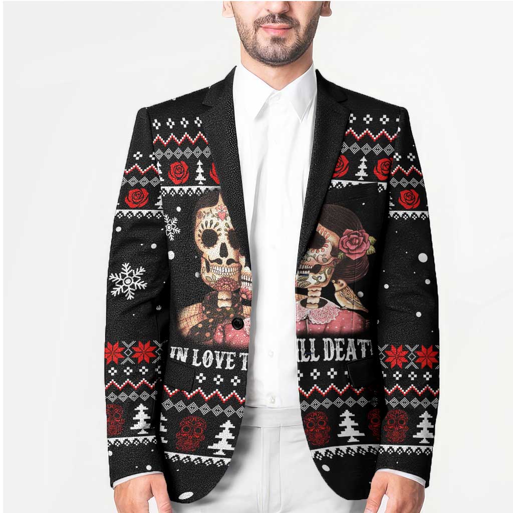 Skull Couple Christmas Blazer Xmas Holiday Patterns - Wonder Print Shop