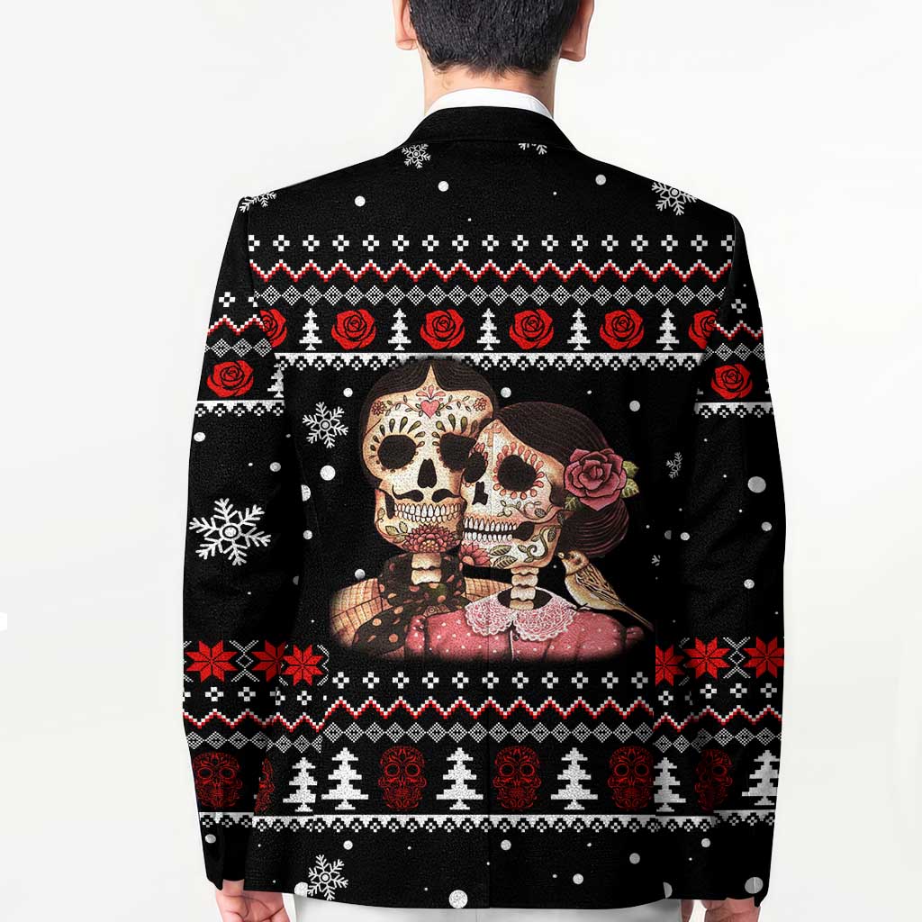 Skull Couple Christmas Blazer Xmas Holiday Patterns - Wonder Print Shop
