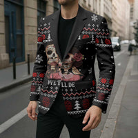 Skull Couple Christmas Blazer Xmas Holiday Patterns - Wonder Print Shop
