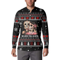 Skull Couple Christmas Button Sweatshirt Xmas Holiday Patterns - Wonder Print Shop