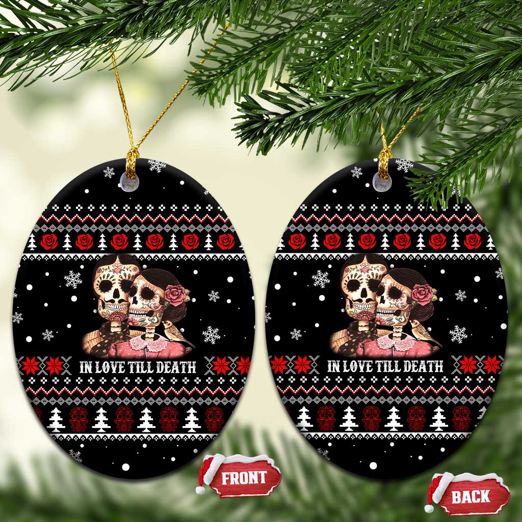Skull Couple Christmas Ceramic Ornament Xmas Holiday Patterns - Wonder Print Shop