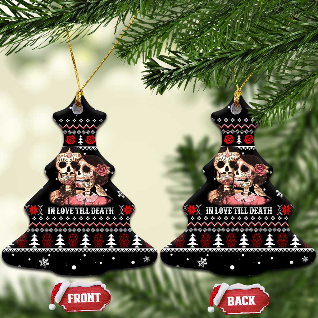 Skull Couple Christmas Ceramic Ornament Xmas Holiday Patterns - Wonder Print Shop