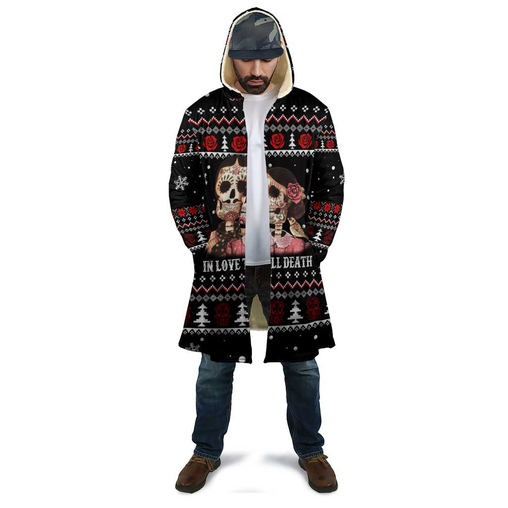 Skull Couple Christmas Cloak Xmas Holiday Patterns - Wonder Print Shop