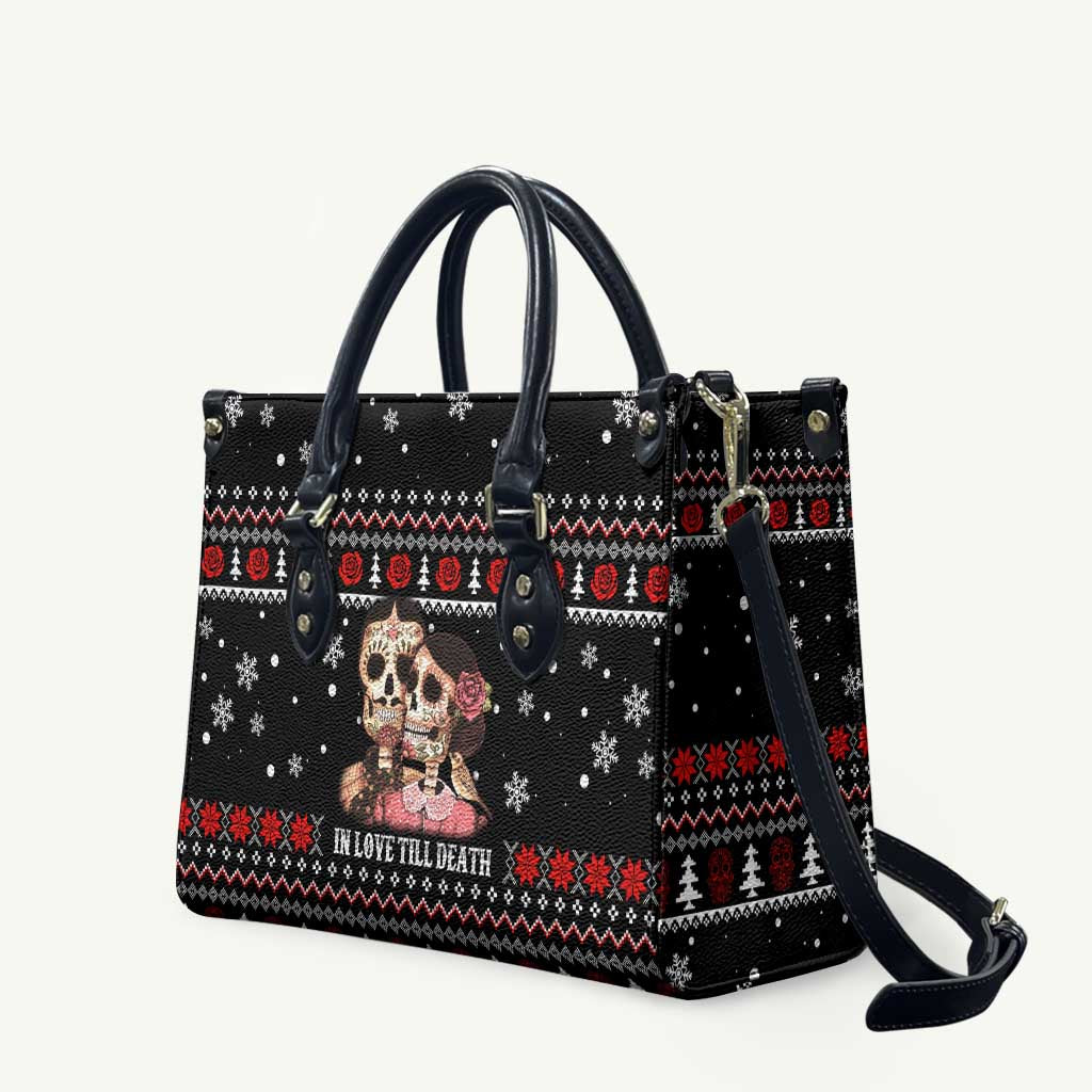 Skull Couple Christmas Leather Bag Xmas Holiday Patterns - Wonder Print Shop