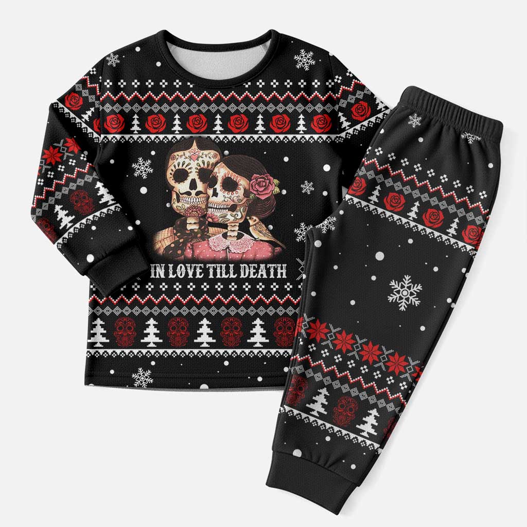 Skull Couple Christmas Pajama Set Xmas Holiday Patterns - Wonder Print Shop