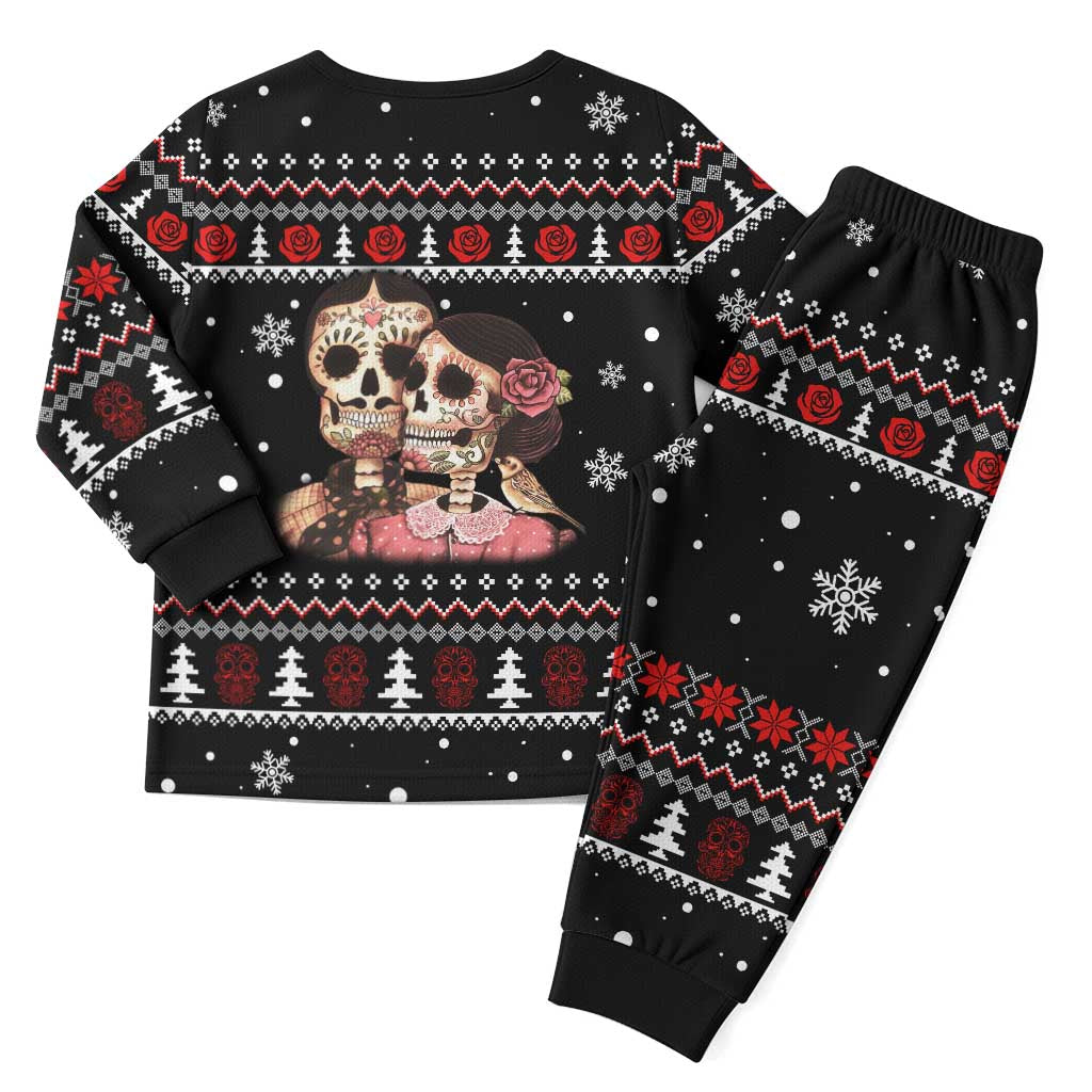 Skull Couple Christmas Pajama Set Xmas Holiday Patterns - Wonder Print Shop