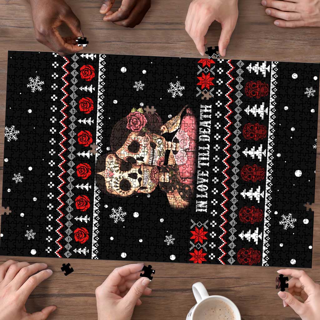 Skull Couple Christmas Puzzle Xmas Holiday Patterns - Wonder Print Shop