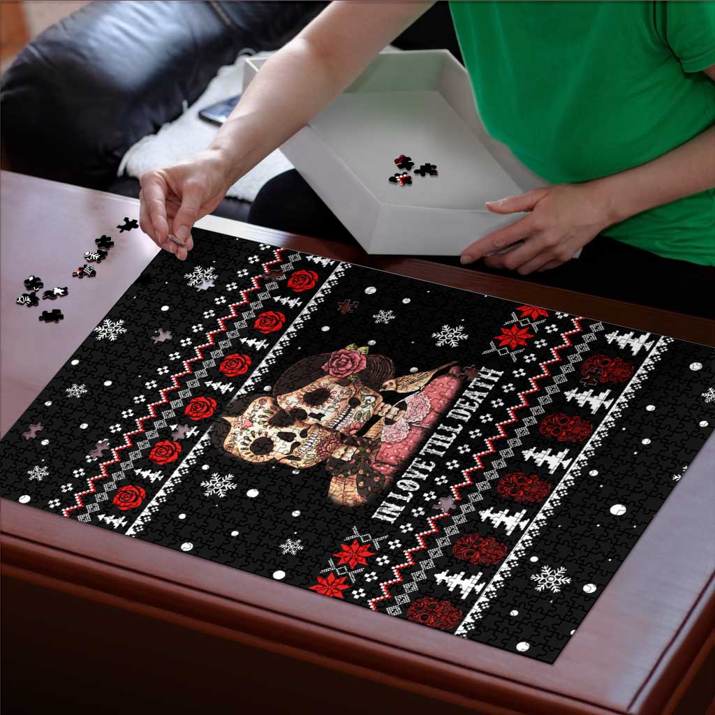 Skull Couple Christmas Puzzle Xmas Holiday Patterns - Wonder Print Shop