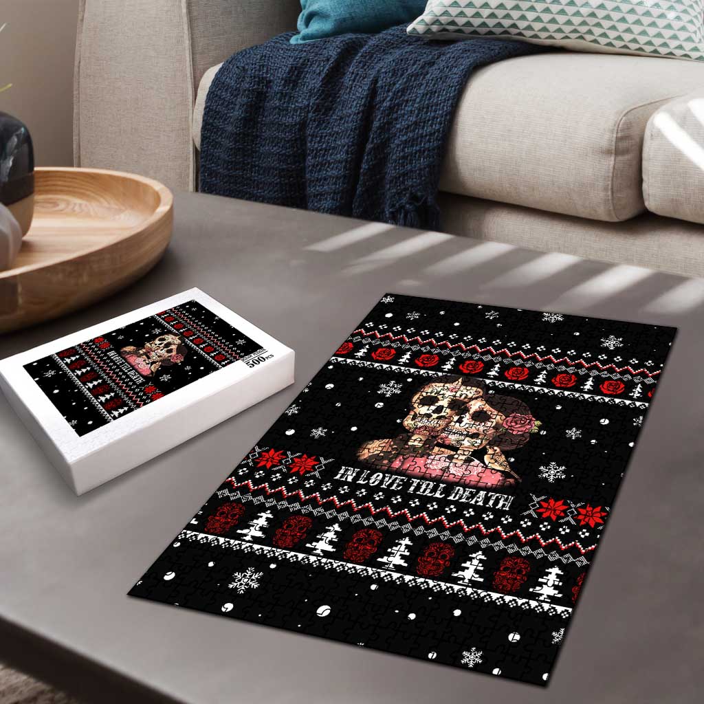 Skull Couple Christmas Puzzle Xmas Holiday Patterns - Wonder Print Shop