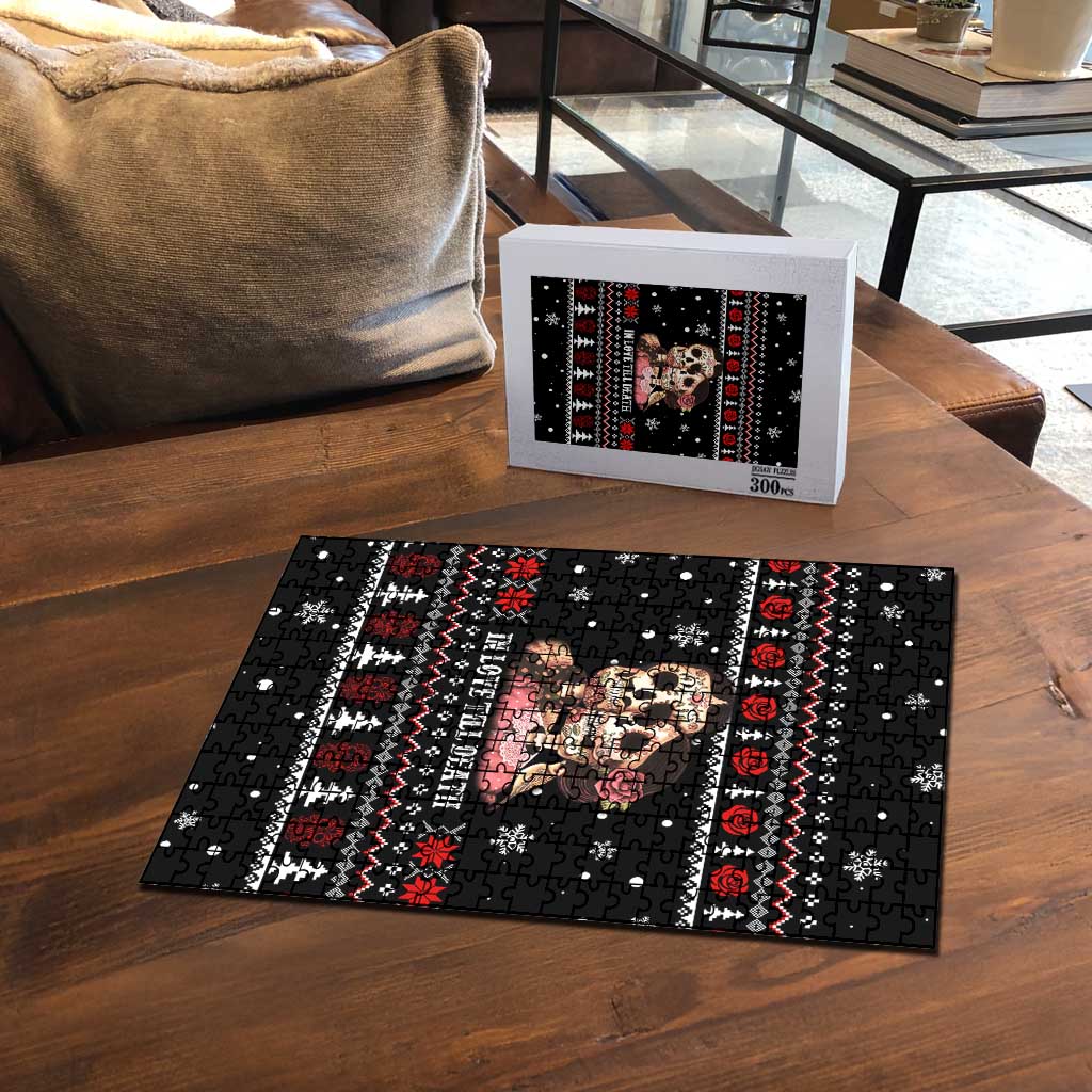 Skull Couple Christmas Puzzle Xmas Holiday Patterns - Wonder Print Shop