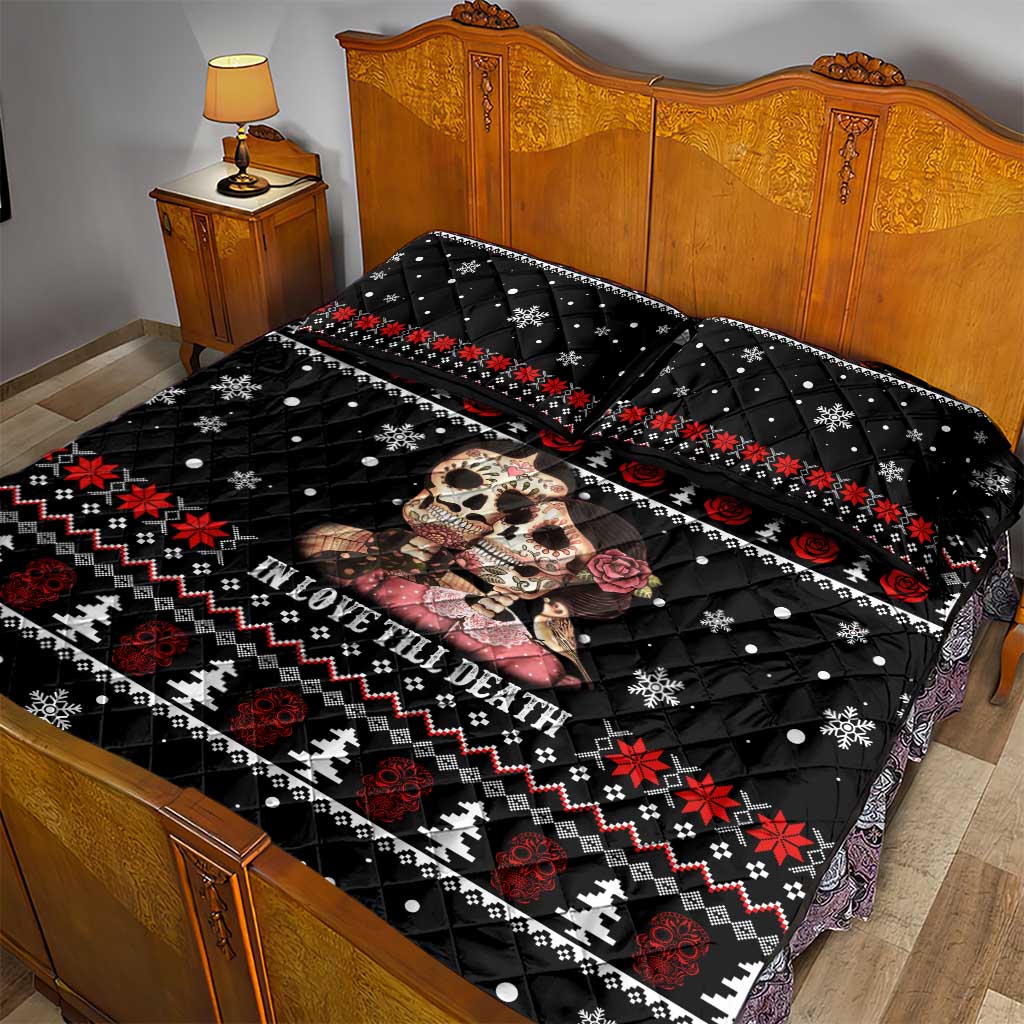 Skull Couple Christmas Quilt Bed Set Xmas Holiday Patterns - Wonder Print Shop