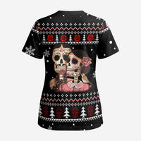Skull Couple Christmas Scrub Top Xmas Holiday Patterns - Wonder Print Shop