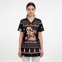 Skull Couple Christmas Scrub Top Xmas Holiday Patterns - Wonder Print Shop