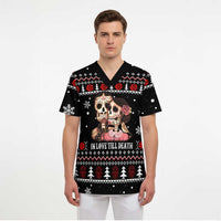 Skull Couple Christmas Scrub Top Xmas Holiday Patterns - Wonder Print Shop