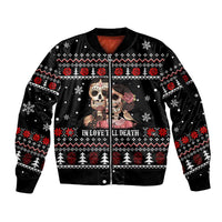 Skull Couple Christmas Sleeve Zip Bomber Jacket Xmas Holiday Patterns - Wonder Print Shop