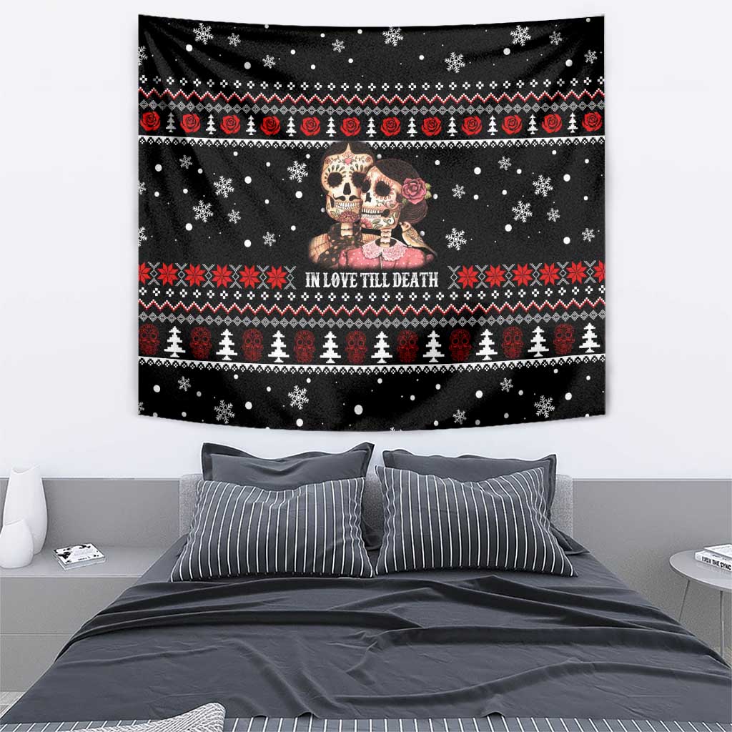 Skull Couple Christmas Tapestry Xmas Holiday Patterns - Wonder Print Shop