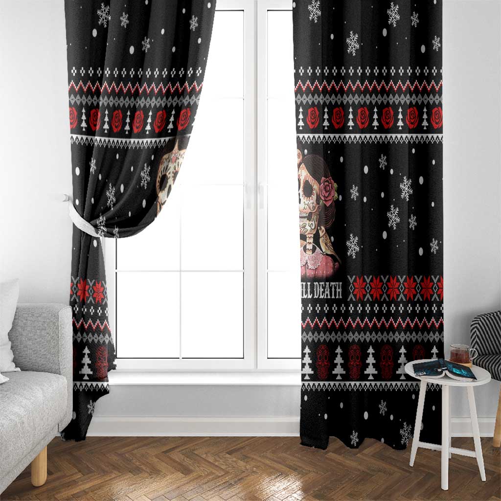 Skull Couple Christmas Window Curtain Xmas Holiday Patterns - Wonder Print Shop