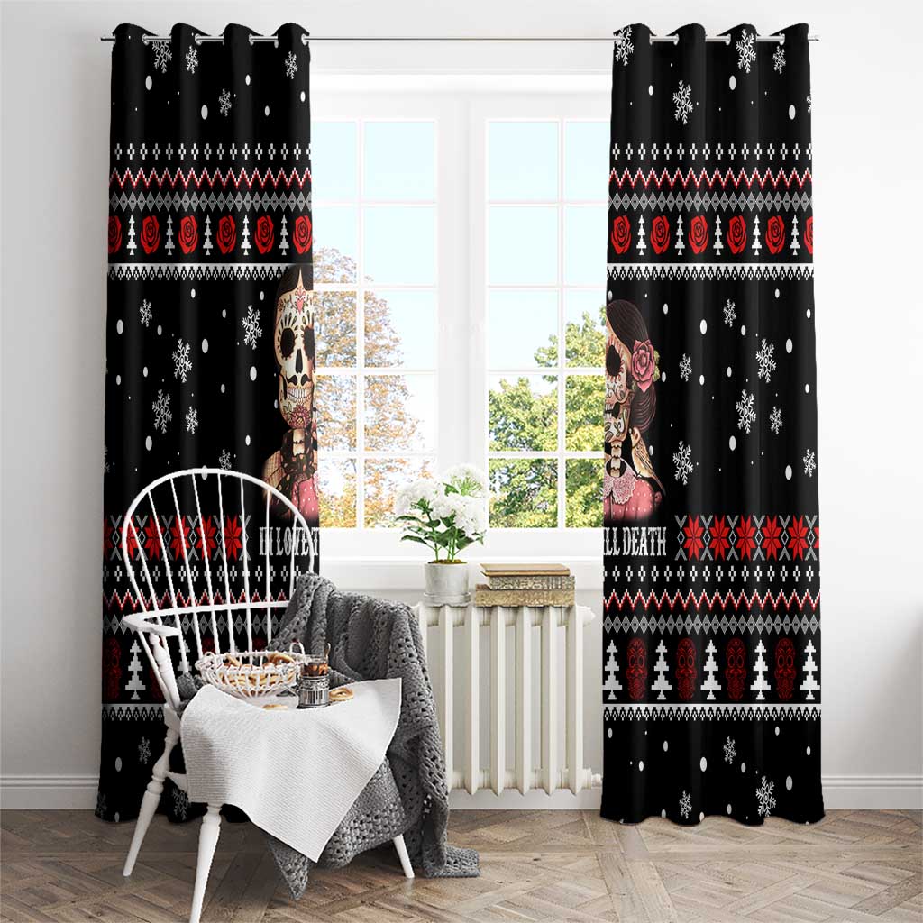 Skull Couple Christmas Window Curtain Xmas Holiday Patterns - Wonder Print Shop